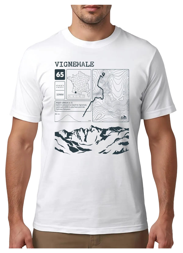 T-shirt Peaxise Topo Vignemale, vue face, sommet des Pyrénées (65)