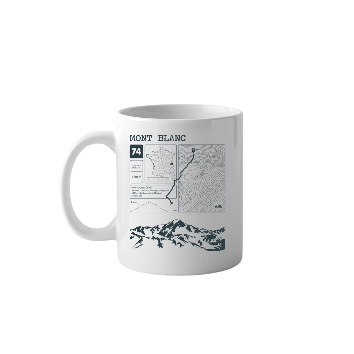 Mug Peaxise Toit de l'Europe Mont Blanc - Tasse en céramique pour passionné d'alpinisme.