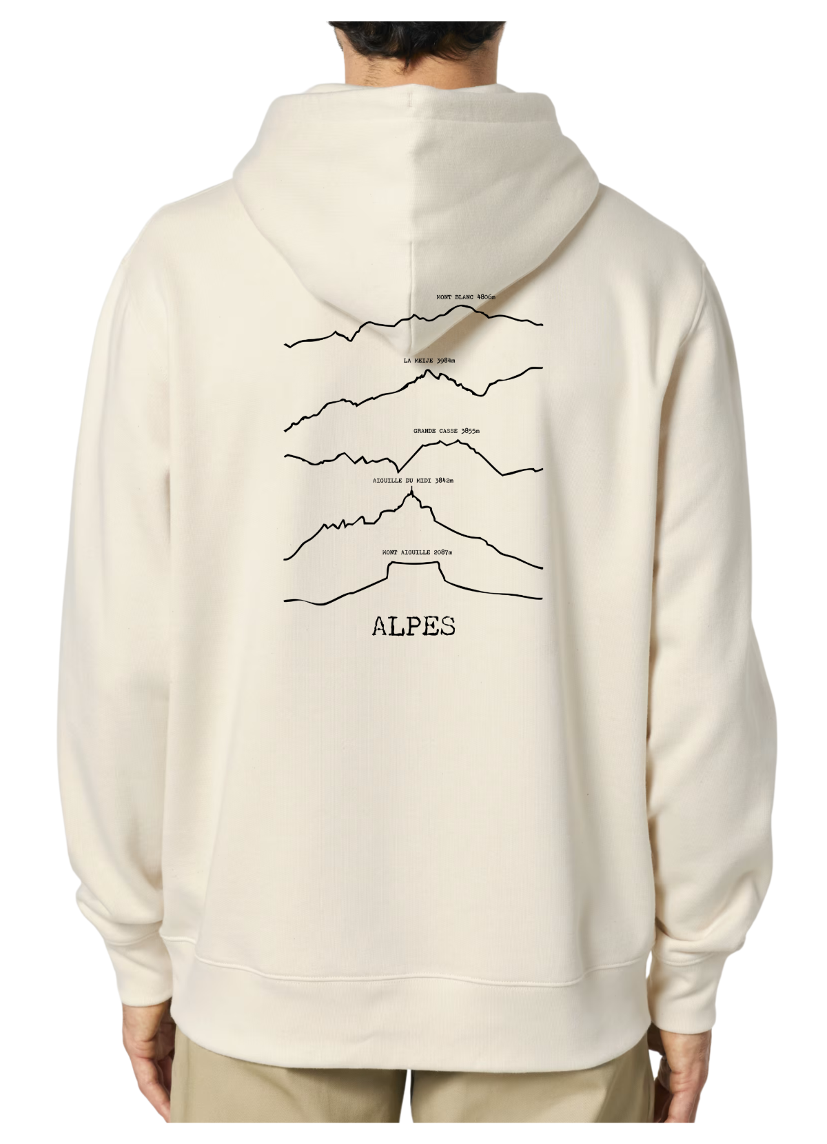 Sweat à capuche rando beige Alpes Peaxise by J'peux pas j'ai rando coton bio 350 GSM premium