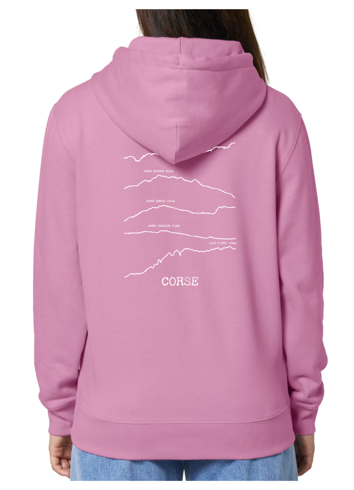 Sweat à capuche rando Rose Corse Peaxise by J'peux pas j'ai rando coton bio 350 GSM premium
