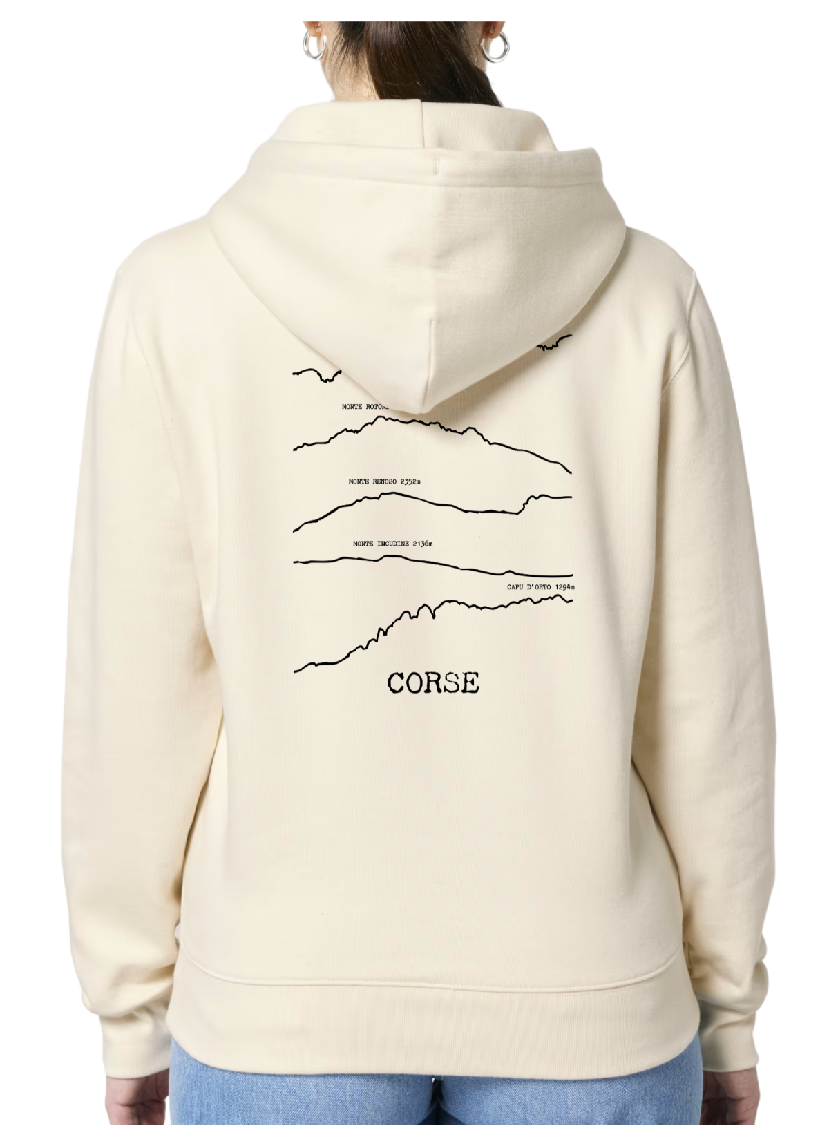 Sweat à capuche rando Beige Corse Peaxise by J'peux pas j'ai rando coton bio 350 GSM premium