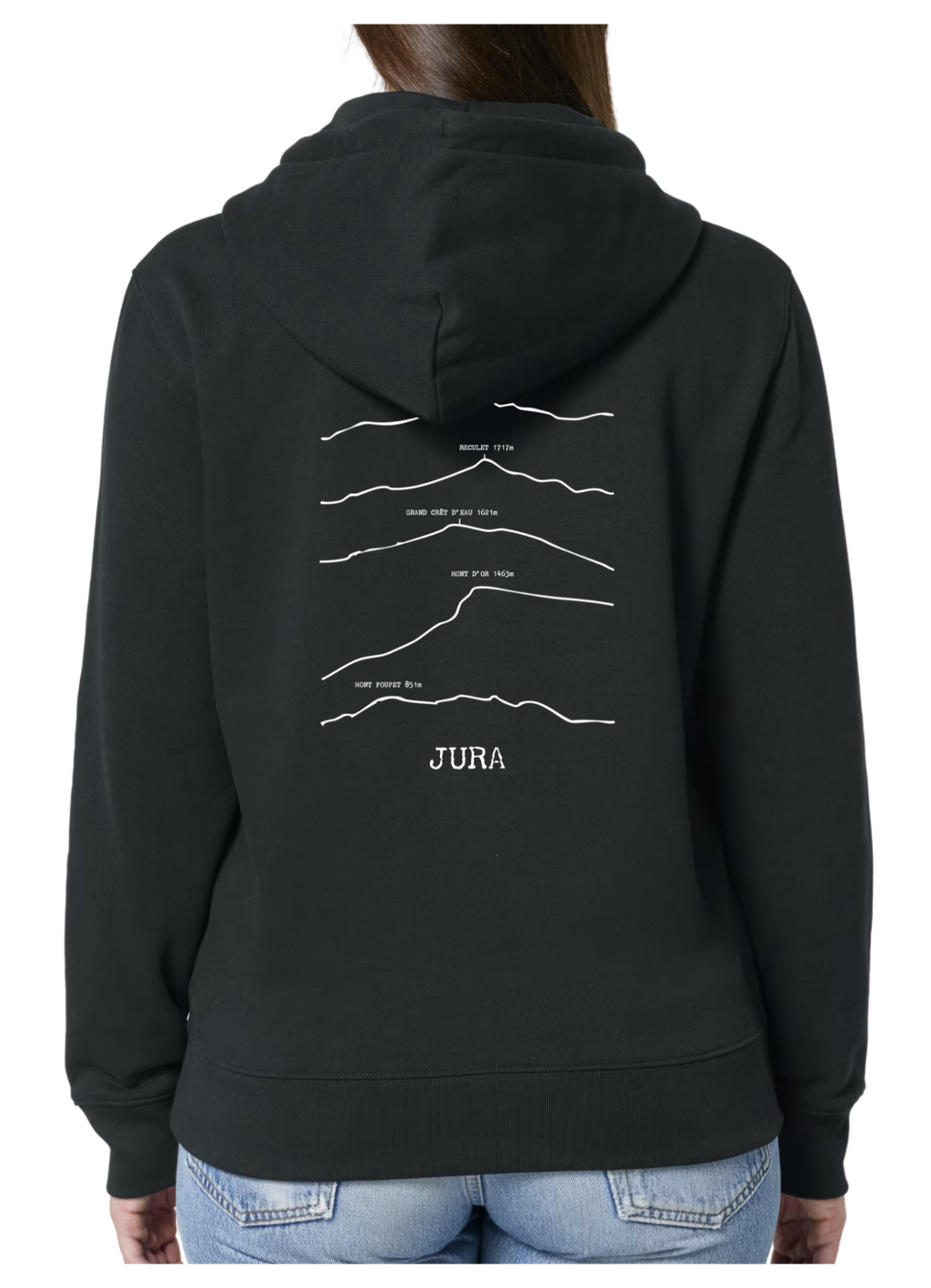 Sweat à capuche rando noir Jura Peaxise by J'peux pas j'ai rando coton bio 350 GSM premium