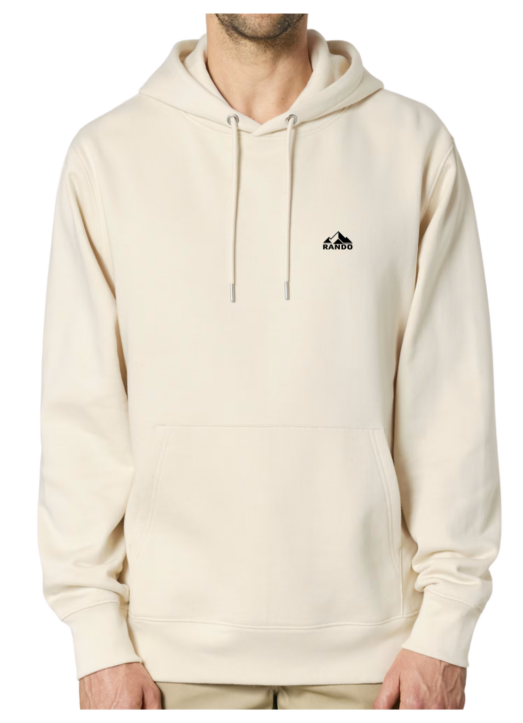 Sweat à capuche rando beige Massif Central Peaxise coton bio 350 GSM premium