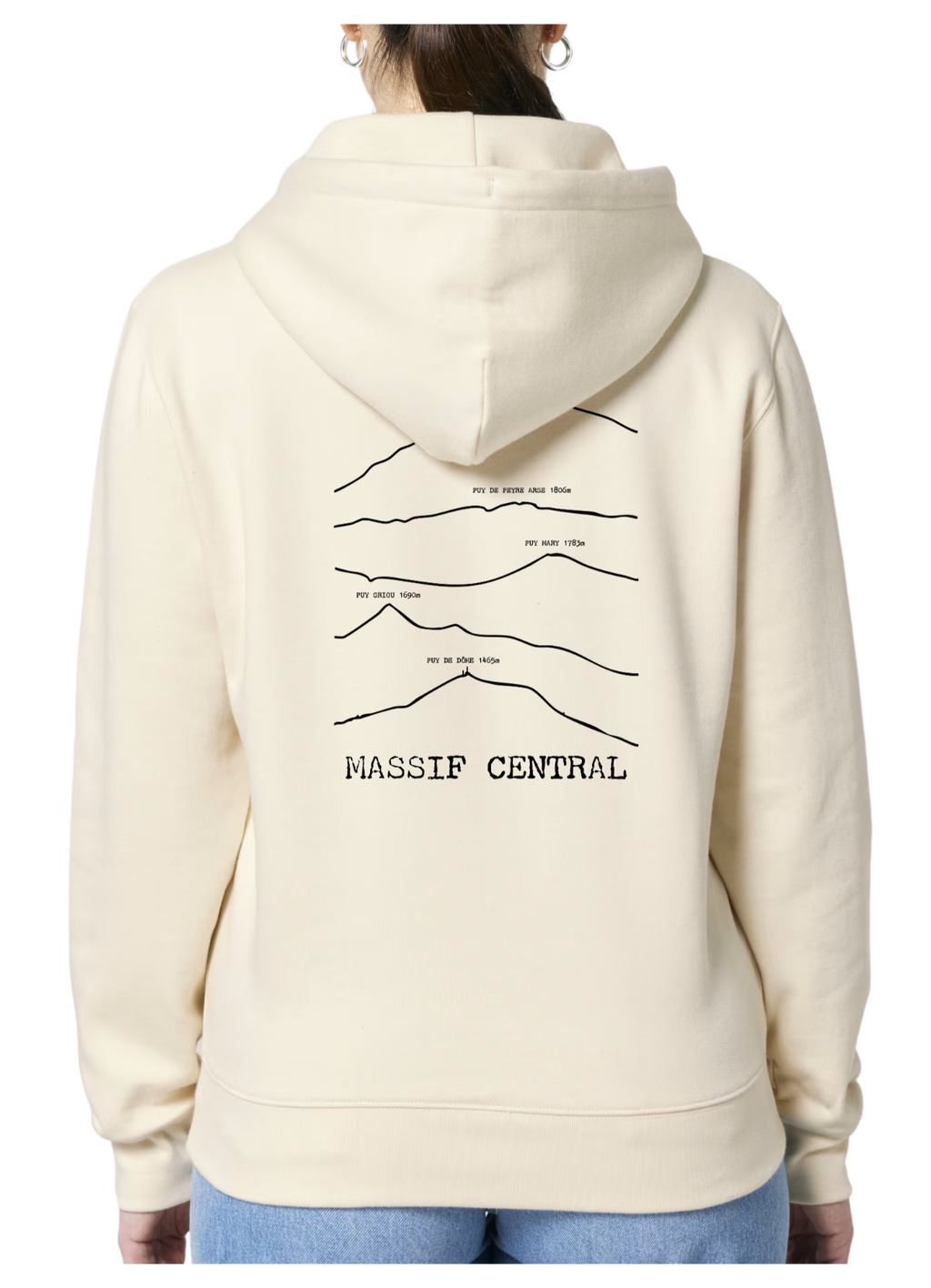 Sweat à capuche rando Beige Massif Central Peaxise by J'peux pas j'ai rando coton bio 350 GSM premium