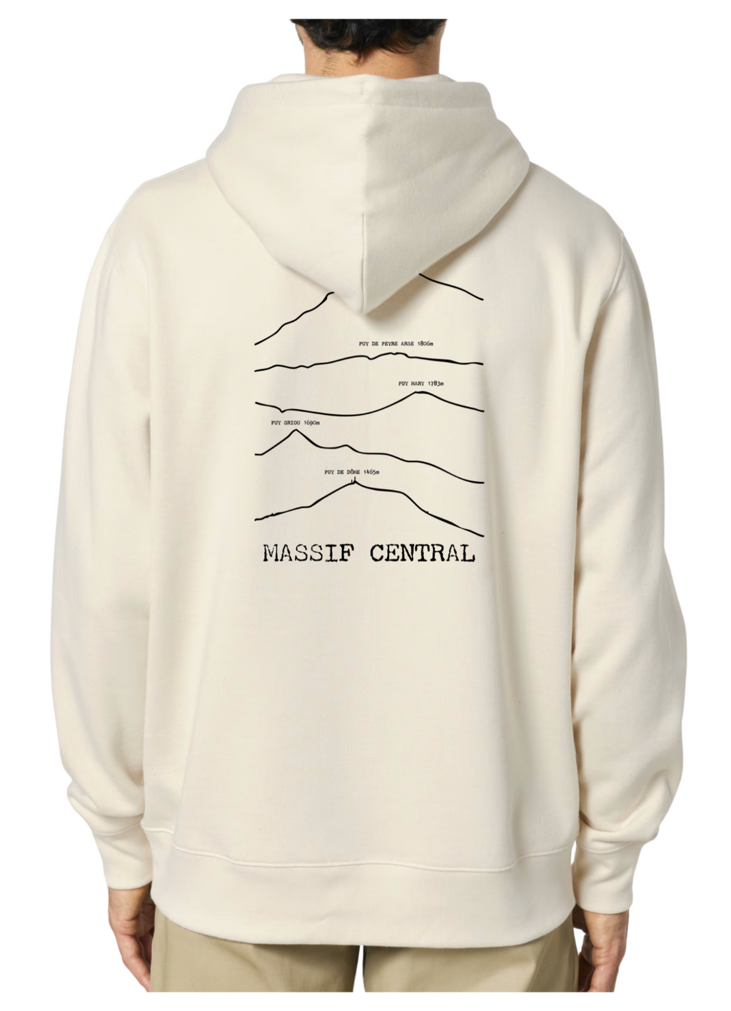 Sweat à capuche rando Beige Massif Central Peaxise by J'peux pas j'ai rando coton bio 350 GSM premium