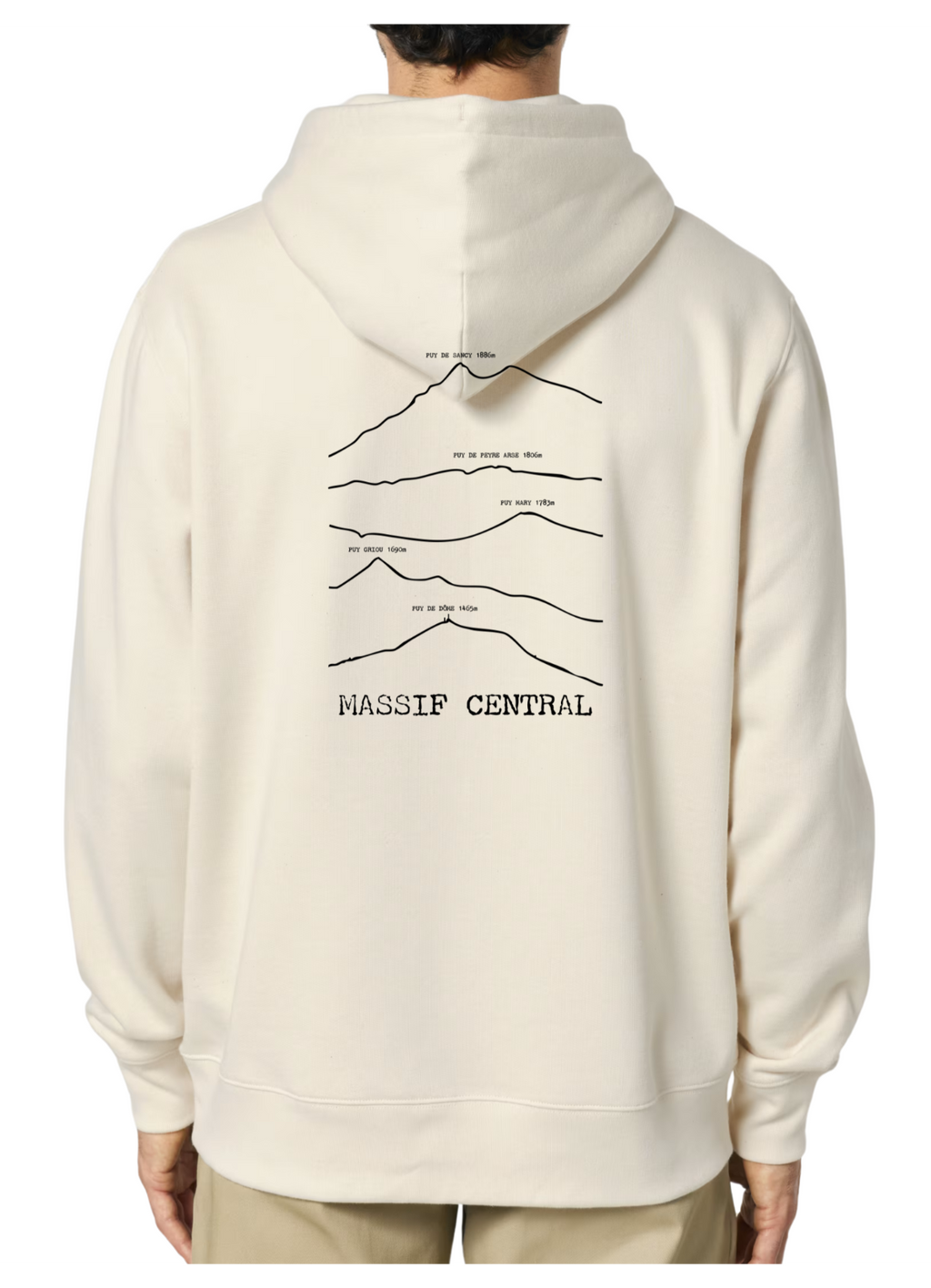 Sweat à capuche rando Beige Massif Central Peaxise by J'peux pas j'ai rando coton bio 350 GSM premium