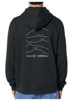 Sweat à capuche rando Noir Massif Central Peaxise by J'peux pas j'ai rando coton bio 350 GSM premium