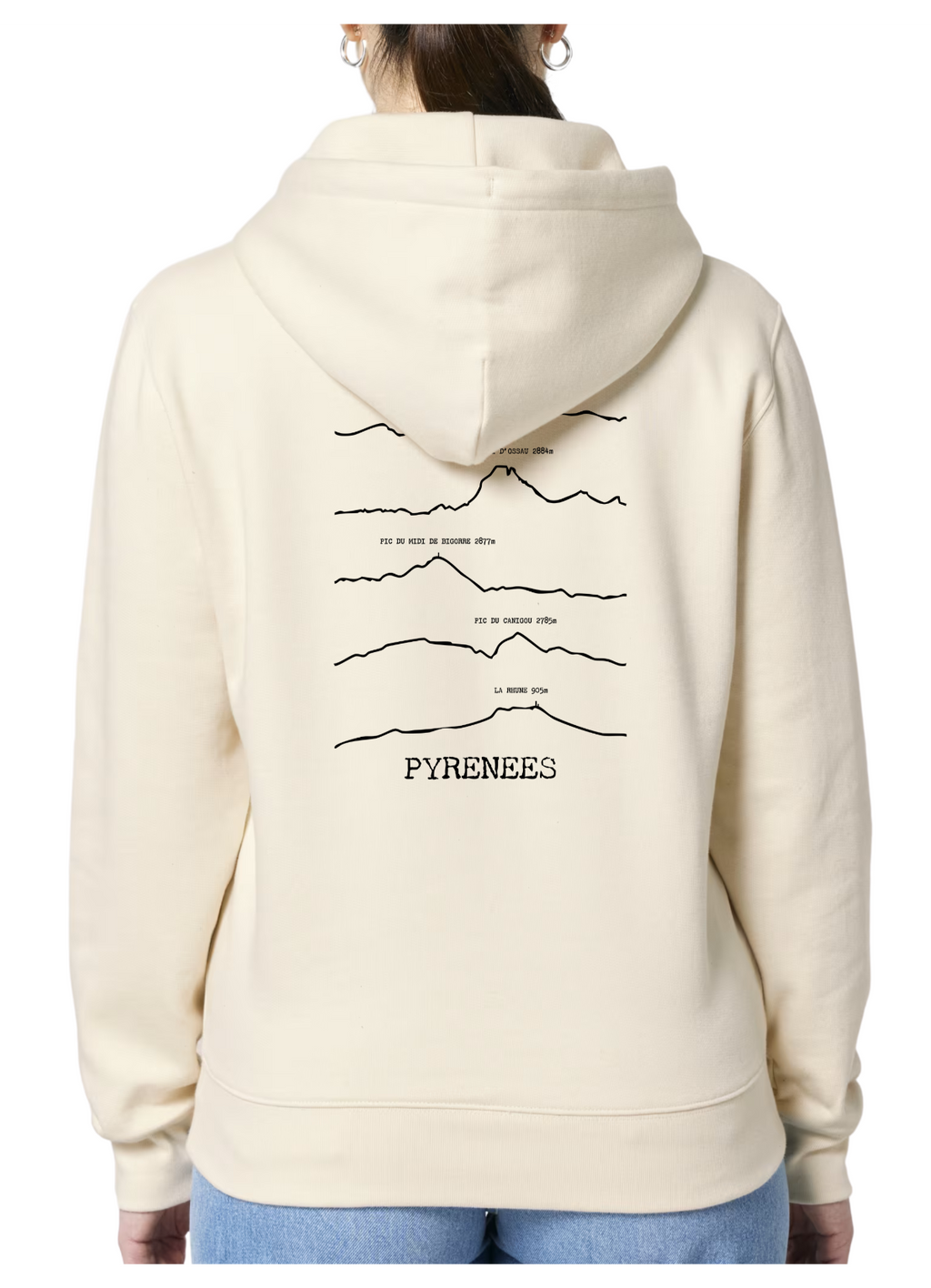 Sweat à capuche rando beige Pyrénées Peaxise by J'peux pas j'ai rando coton bio 350 GSM premium