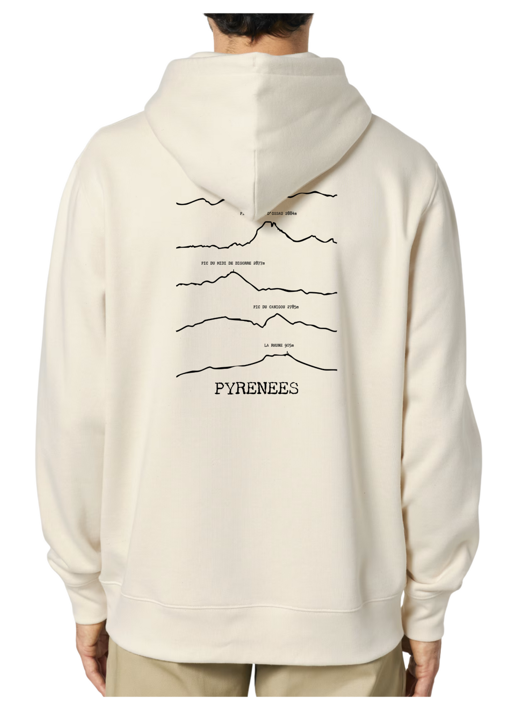 Sweat à capuche rando beige Pyrénées Peaxise by J'peux pas j'ai rando coton bio 350 GSM premium