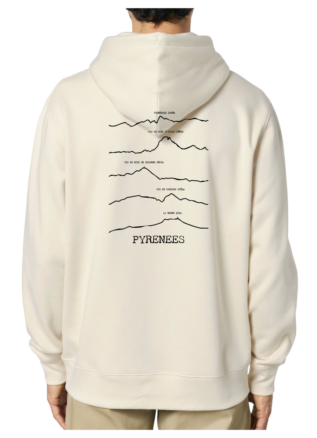 Sweat à capuche rando beige Pyrénées Peaxise by J'peux pas j'ai rando coton bio 350 GSM premium