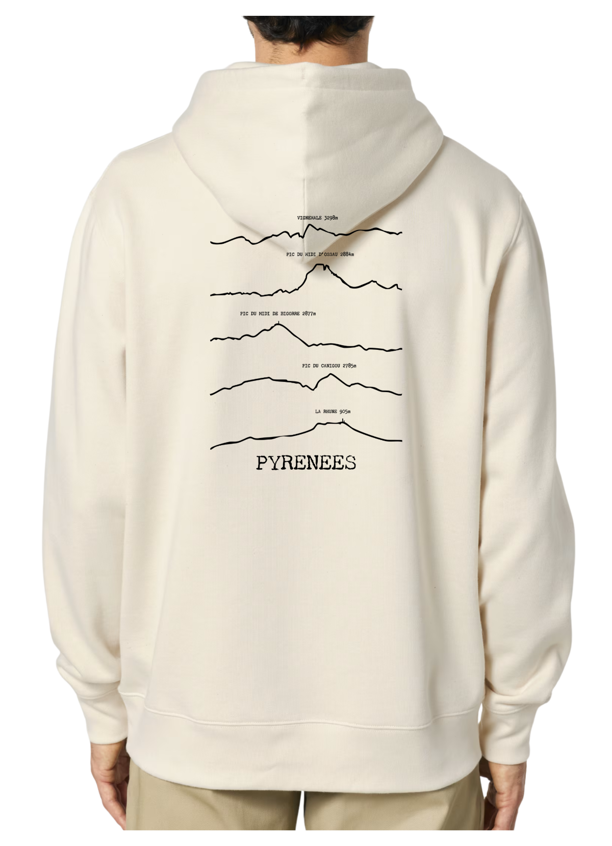Sweat à capuche rando beige Pyrénées Peaxise by J'peux pas j'ai rando coton bio 350 GSM premium