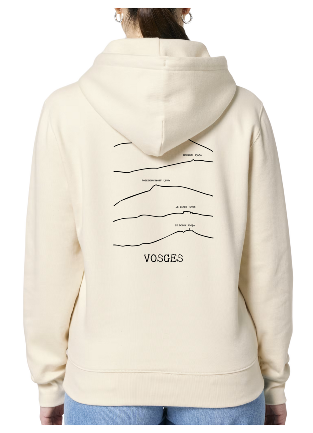 Sweat à capuche rando beige vosges Peaxise by J'peux pas j'ai rando coton bio 350 GSM premium