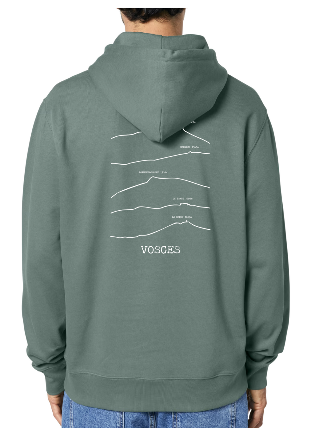 Sweat à capuche rando Vert vosges Peaxise by J'peux pas j'ai rando coton bio 350 GSM premium