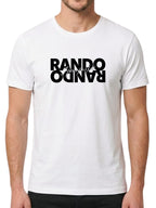 Design typographique original jouant sur un effet miroir où le mot "RANDO" est écrit en gros caractères noirs, avec la phrase manuscrite "J'peux pas j'ai" superposée au centre.