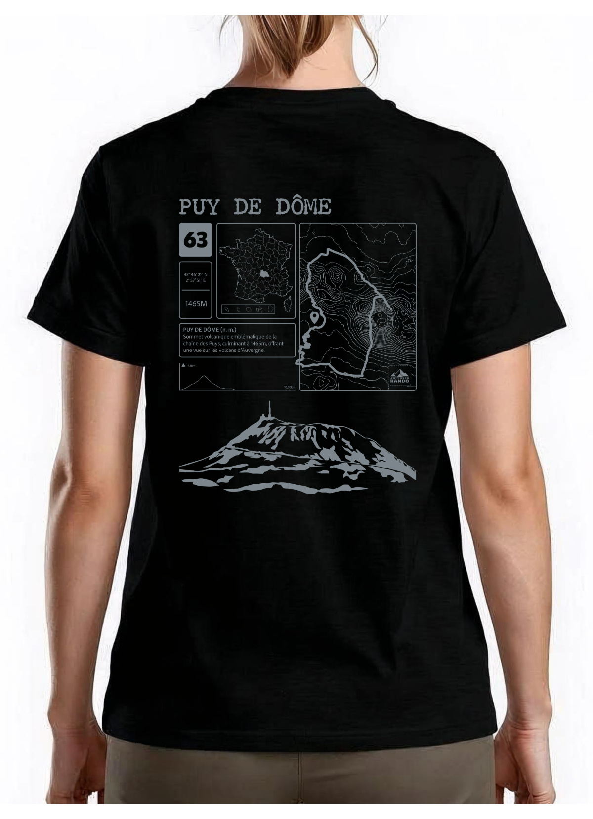 T-shirt Topo Puy de Dôme dos