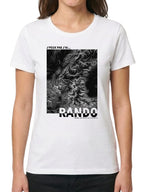 T-shirt blanc "J'peux pas j'ai Rando" avec vue satellite des Alpes en noir et blanc et coordonnées GPS.
