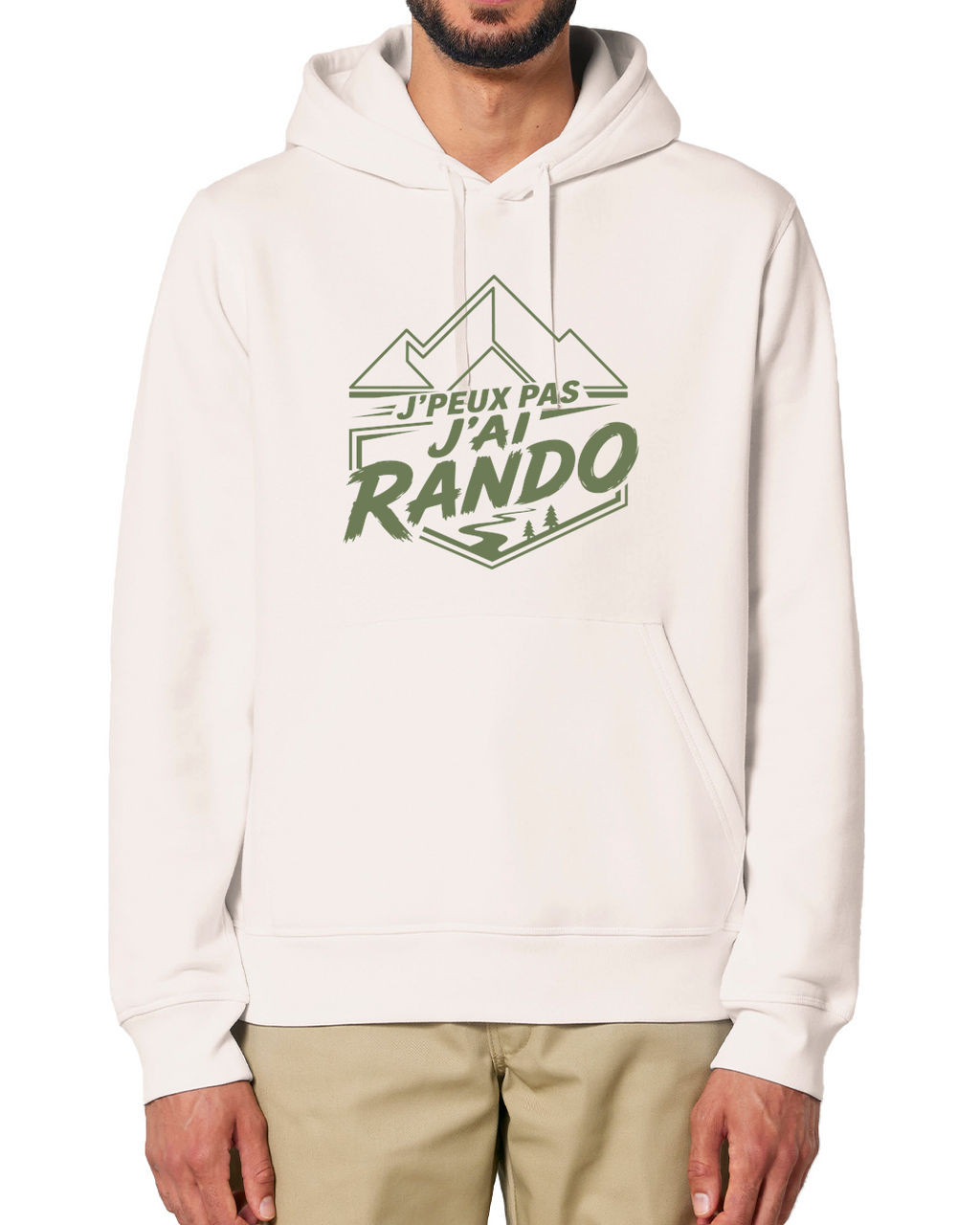 Sweat à capuche J'peux pas j'ai rando Core by Peaxise, coton bio, design montagne