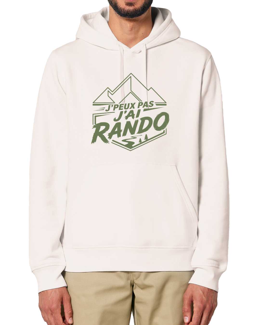 Sweat à capuche J'peux pas j'ai rando Core by Peaxise, coton bio, design montagne