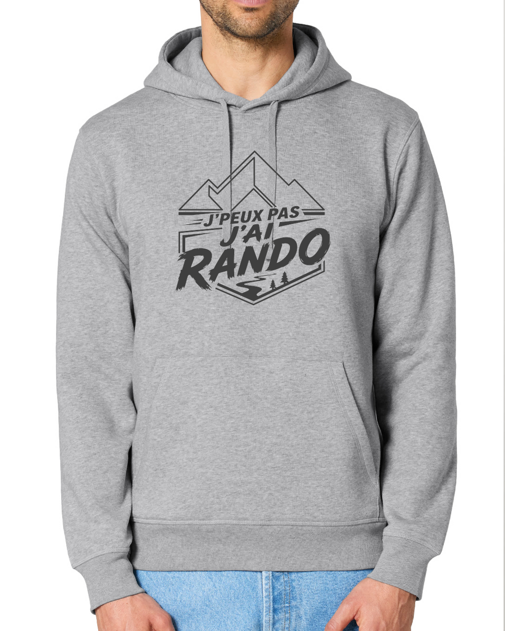 Sweat à capuche J'peux pas j'ai rando Core by Peaxise, coton bio, design montagne