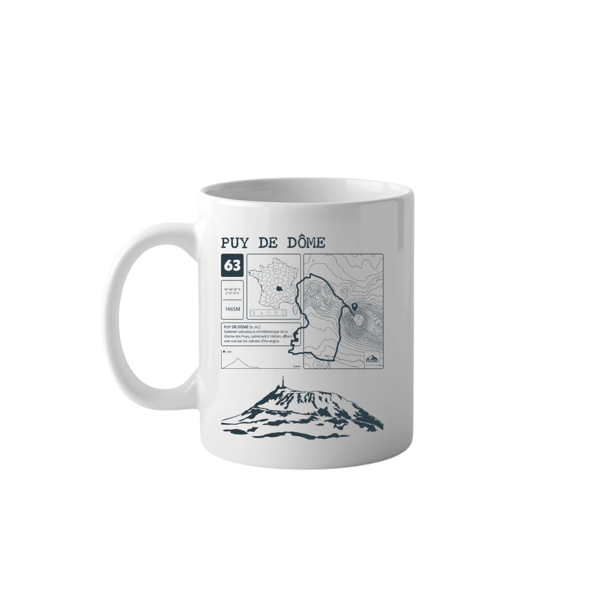 Mug Peaxise Volcans d'Auvergne Puy de Dôme - Design minimaliste sommet français.