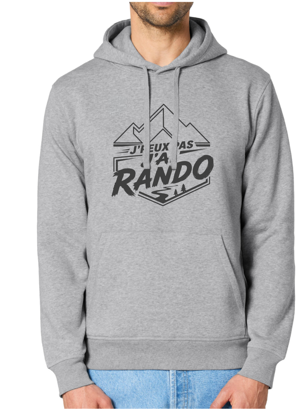 Sweat à capuche J'peux pas j'ai rando Core by Peaxise, coton bio, design montagne